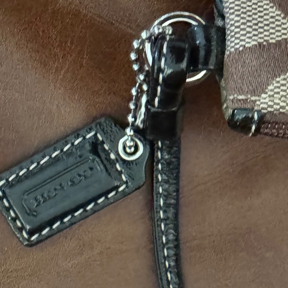 Classic Coach Wristlet/Wallet - Brown/Tan, Black Leather Trim - Picture 2 of 4